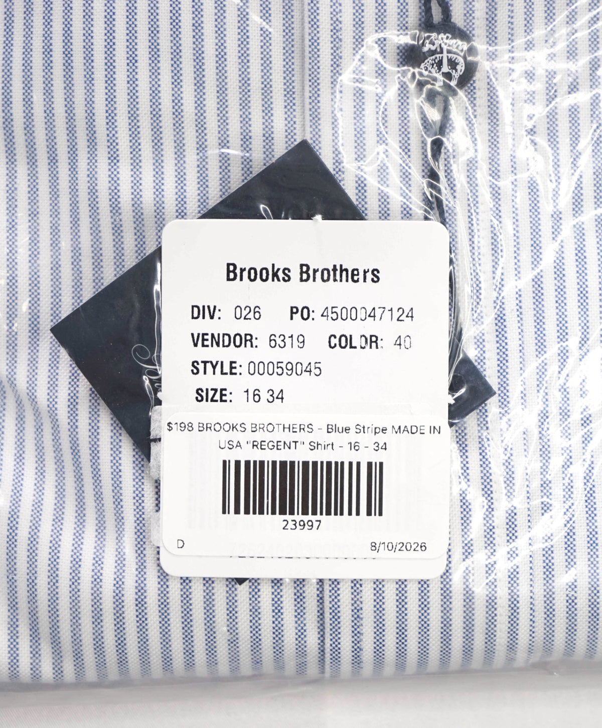 $198 BROOKS BROTHERS - Blue Stripe MADE IN USA "REGENT" Shirt - 16 - 34