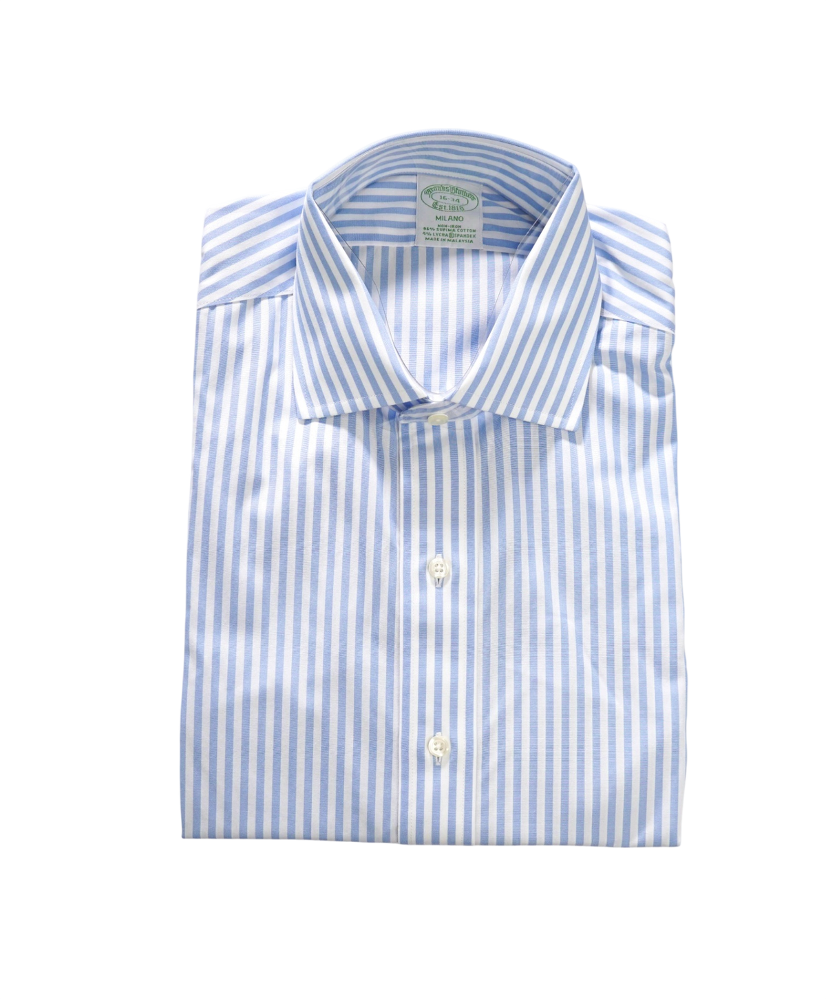 $128 BROOKS BROTHERS - Blue Stripe Non-Iron "MILANO" Shirt - 16 - 34