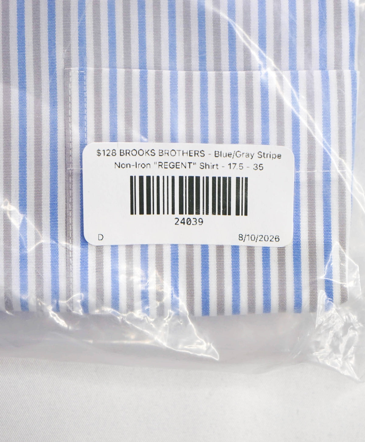 $128 BROOKS BROTHERS - Blue/Gray Stripe Non-Iron "REGENT" Shirt - 17.5 - 35