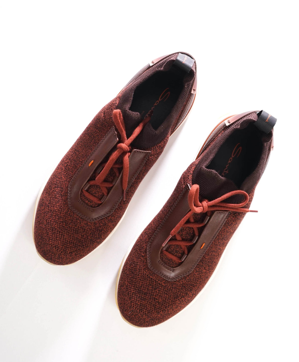 $900 SANTONI - Brown Technical-Knit Sneakers - US 10 (9UK)