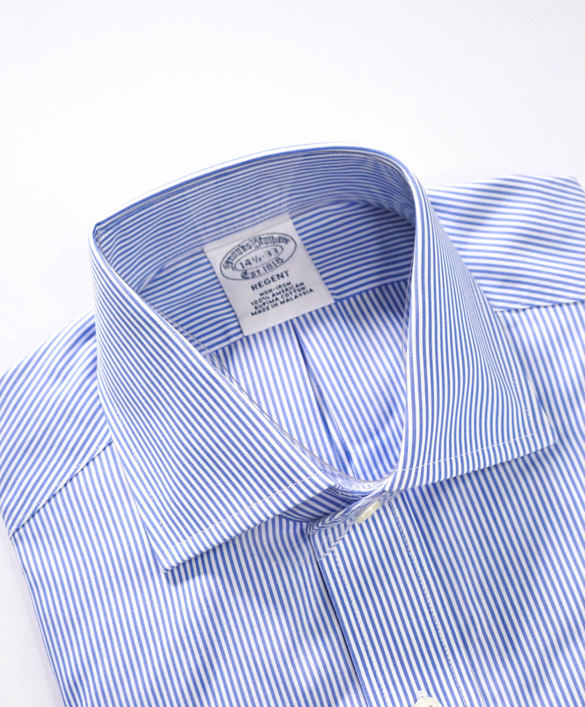 $128 BROOKS BROTHERS - Blue Stripe Non-Iron "REGENT" Shirt - 14.5 - 33