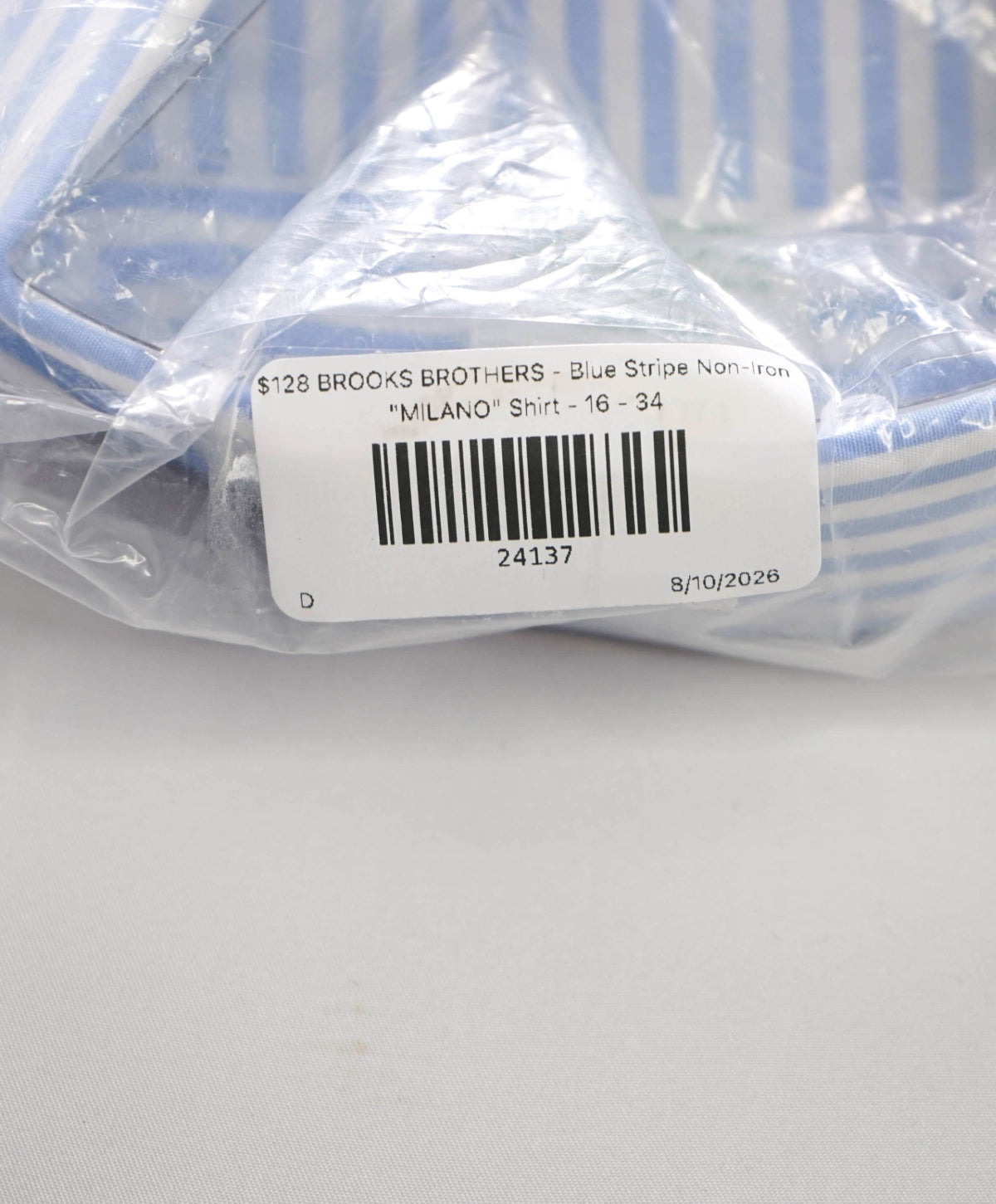 $128 BROOKS BROTHERS - Blue Stripe Non-Iron "MILANO" Shirt - 16 - 34