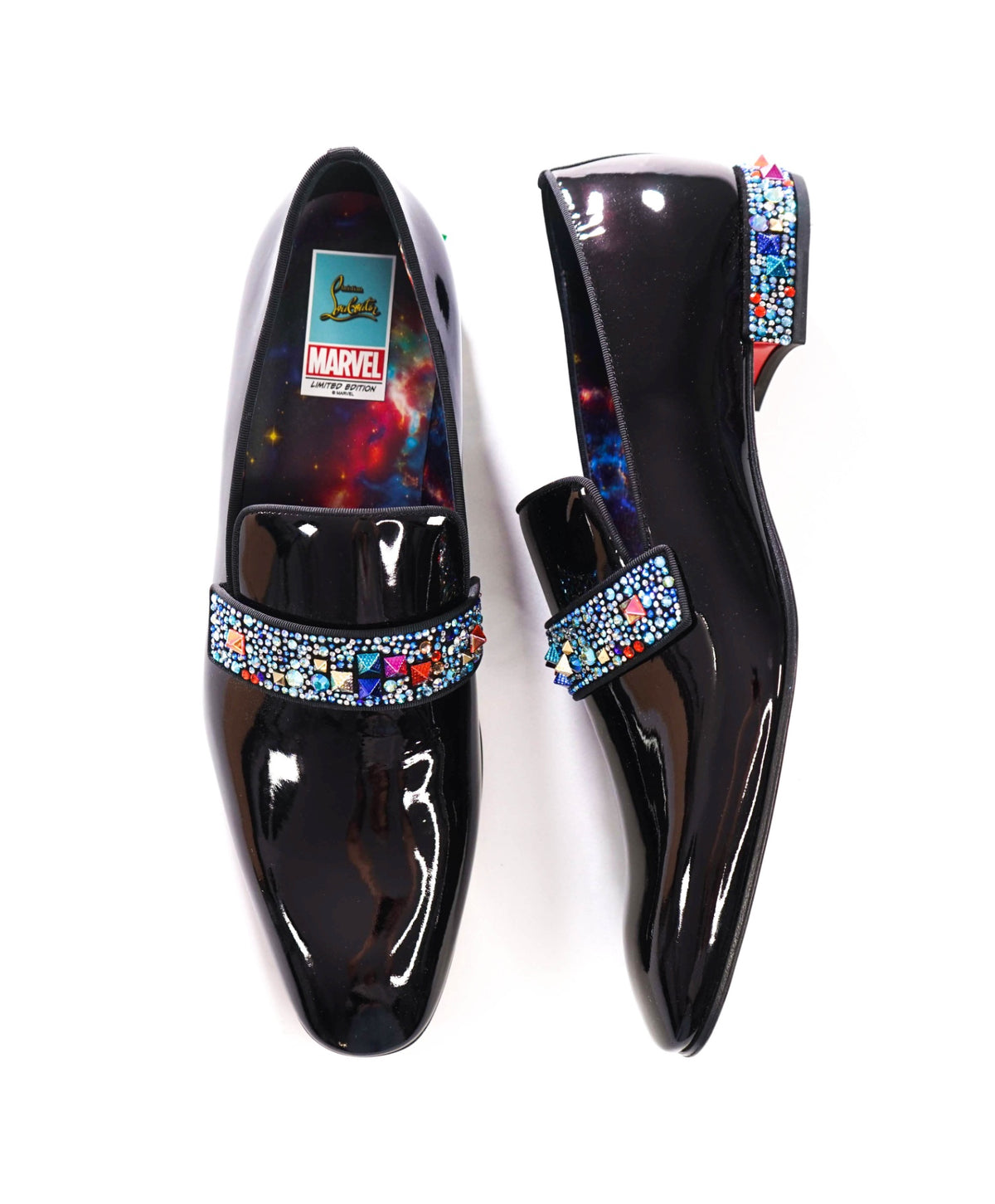 $2,295 CHRISTIAN LOUBOUTIN - *MARVEL LIMITED* Black Patent Leather Loafers - 13.5 (46.5EU)