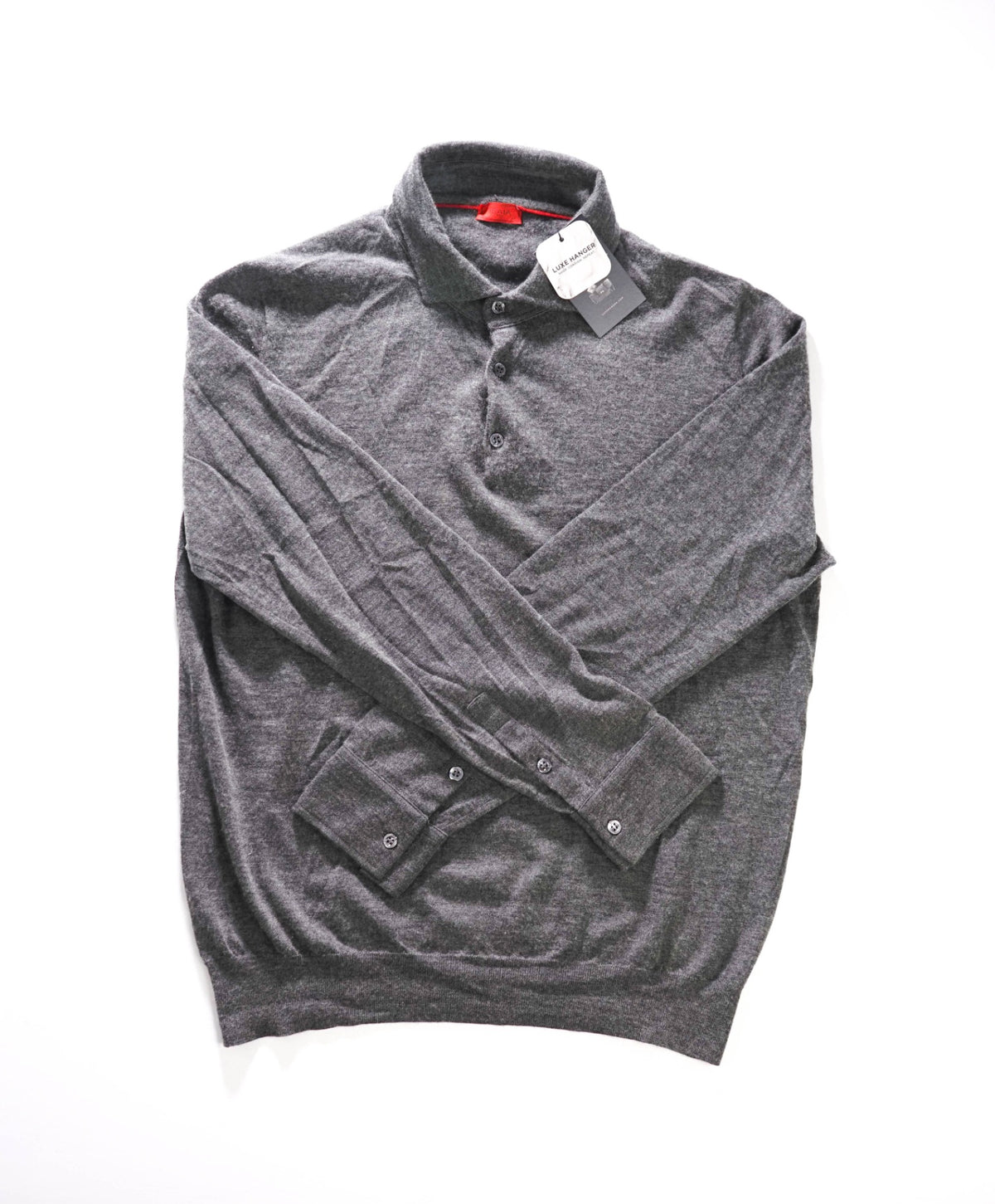 ISAIA - Gray Long Sleeve Polo Shirt - XL