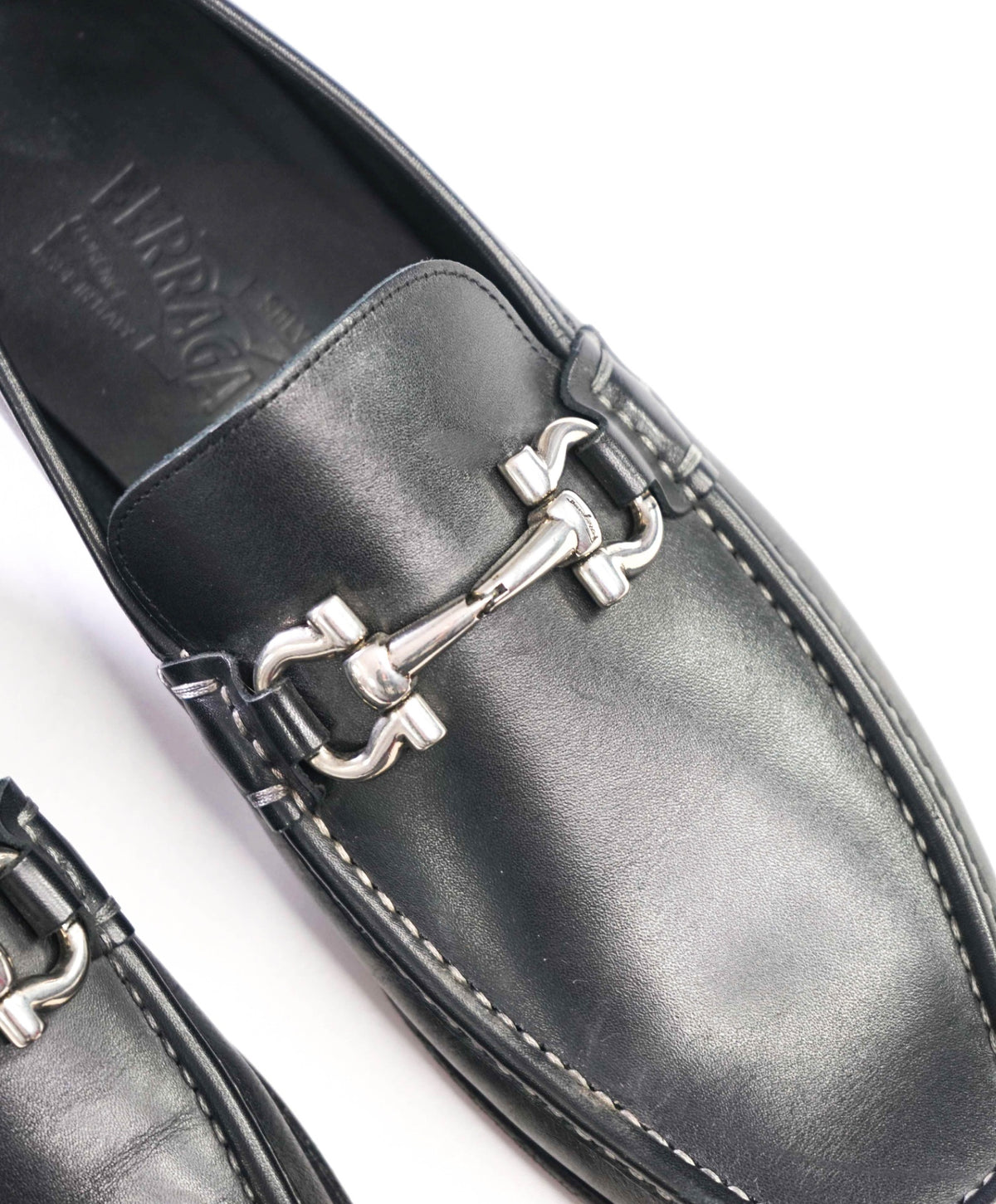 $850 FERRAGAMO - Black Leather Loafers - 8 D