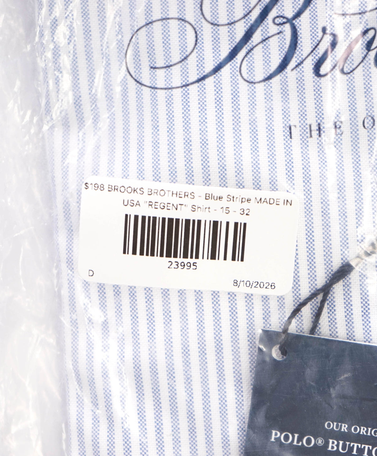 $198 BROOKS BROTHERS - Blue Stripe MADE IN USA "REGENT" Shirt - 15 - 32