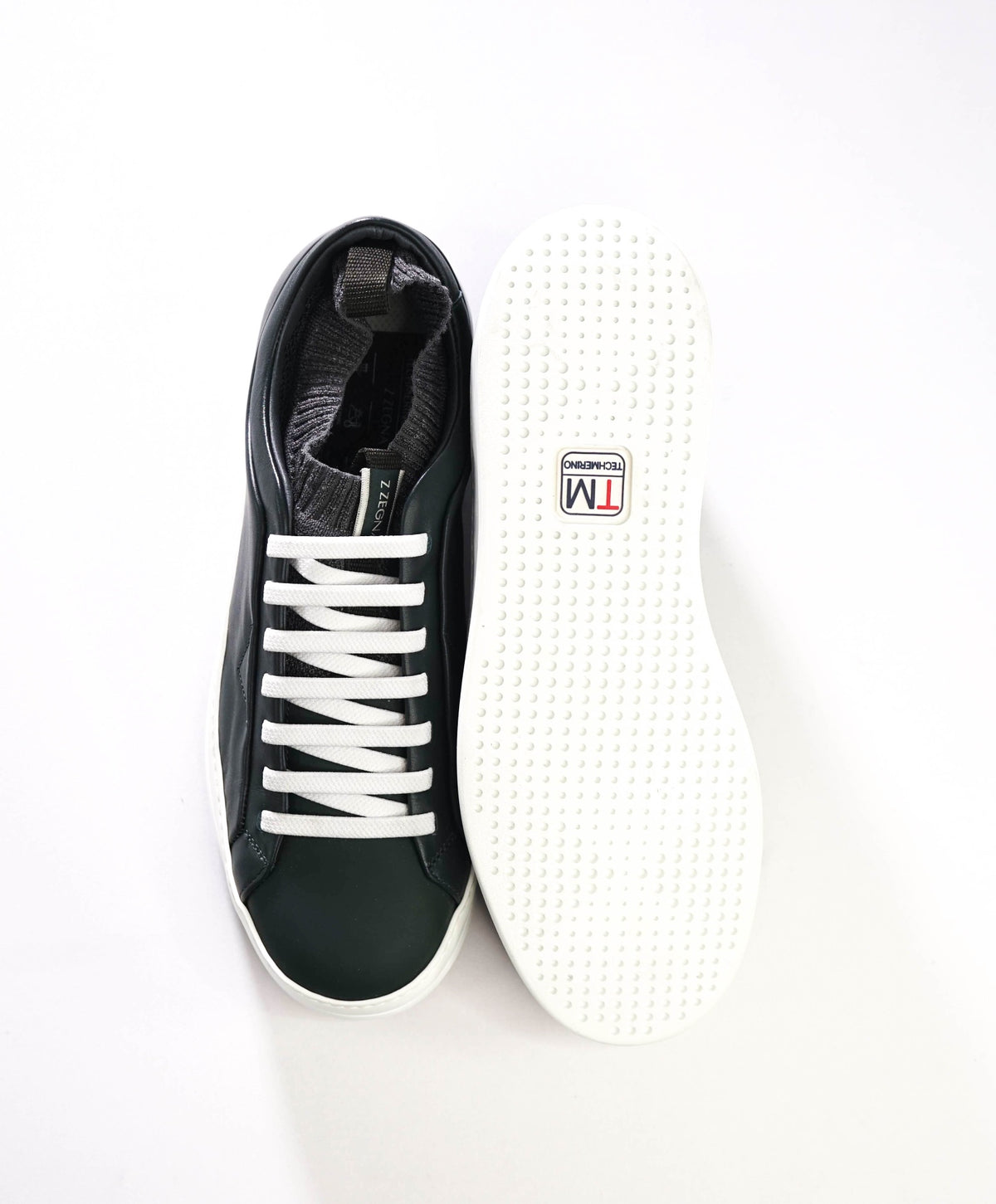 Z ZEGNA - Green Leather Techmerino Sneakers - US 10 (9UK)