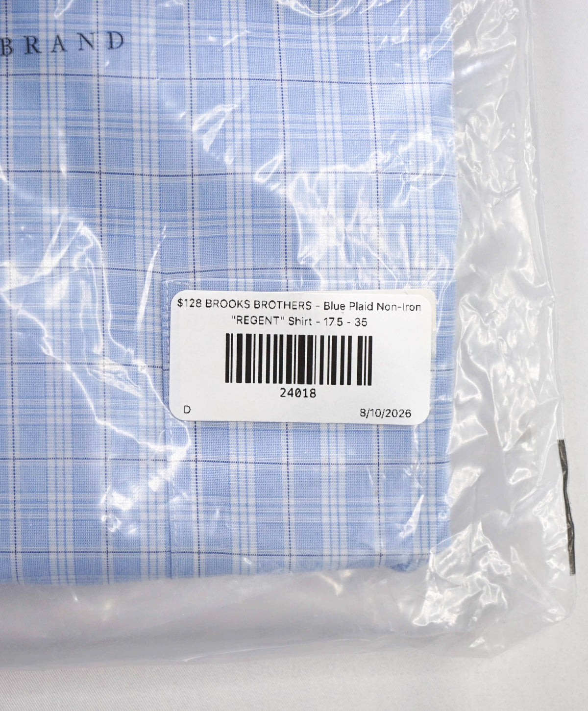 $128 BROOKS BROTHERS - Blue Plaid Non-Iron "REGENT" Shirt - 17.5 - 35
