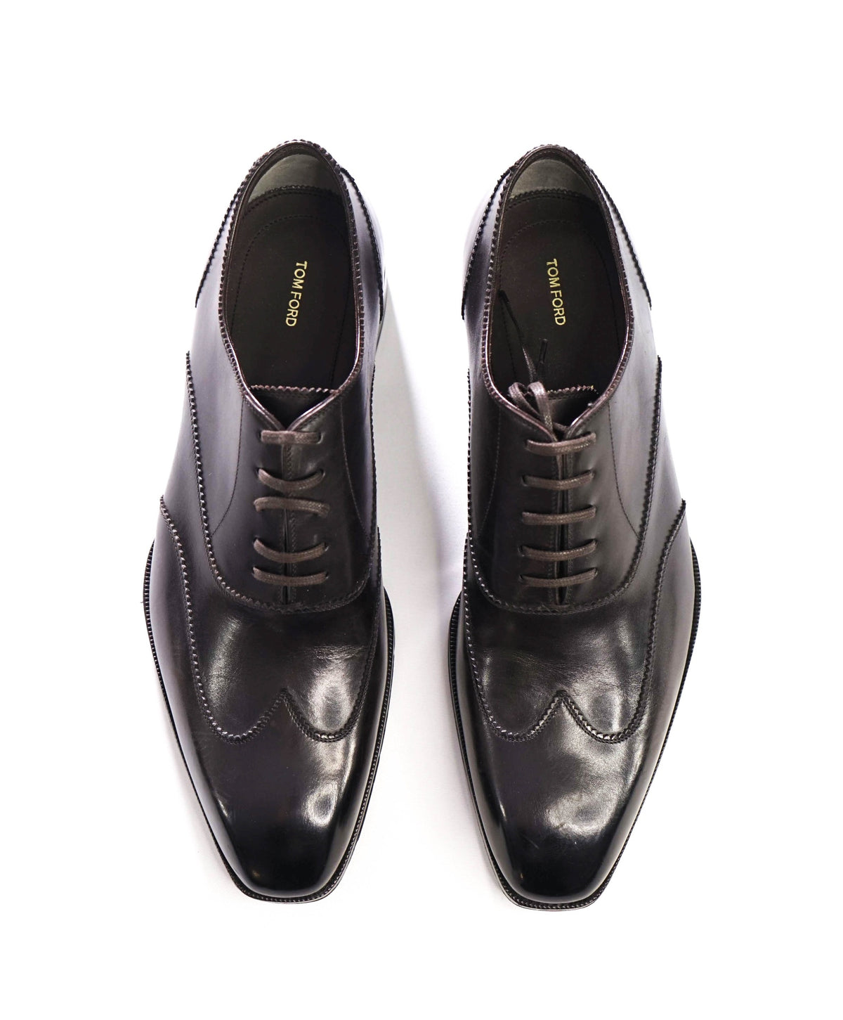 $2,323 TOM FORD - Brown Leather Wingtip Oxfords  - US 11 (10.5 TF)