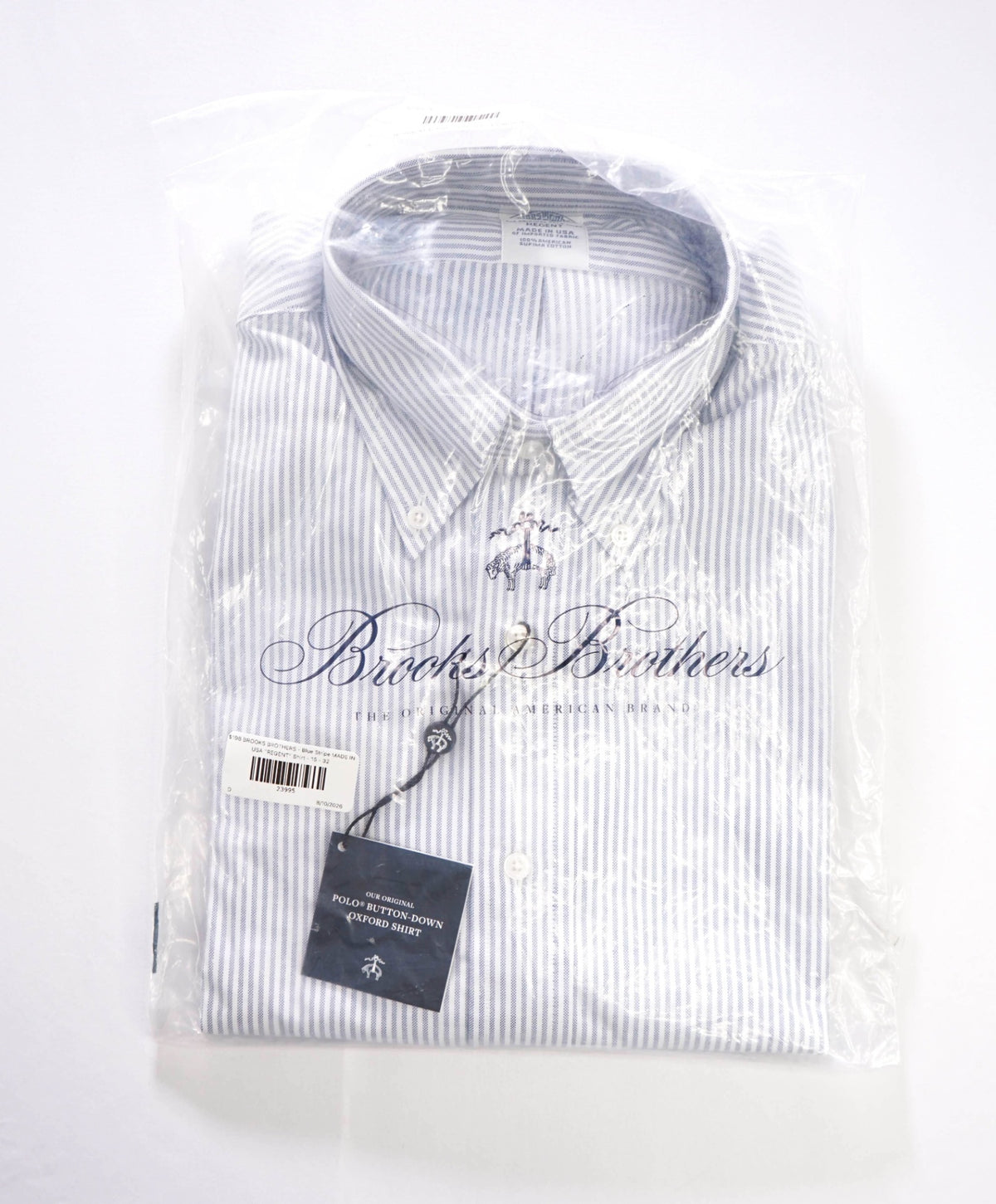$198 BROOKS BROTHERS - Blue Stripe MADE IN USA "REGENT" Shirt - 16.5 - 34