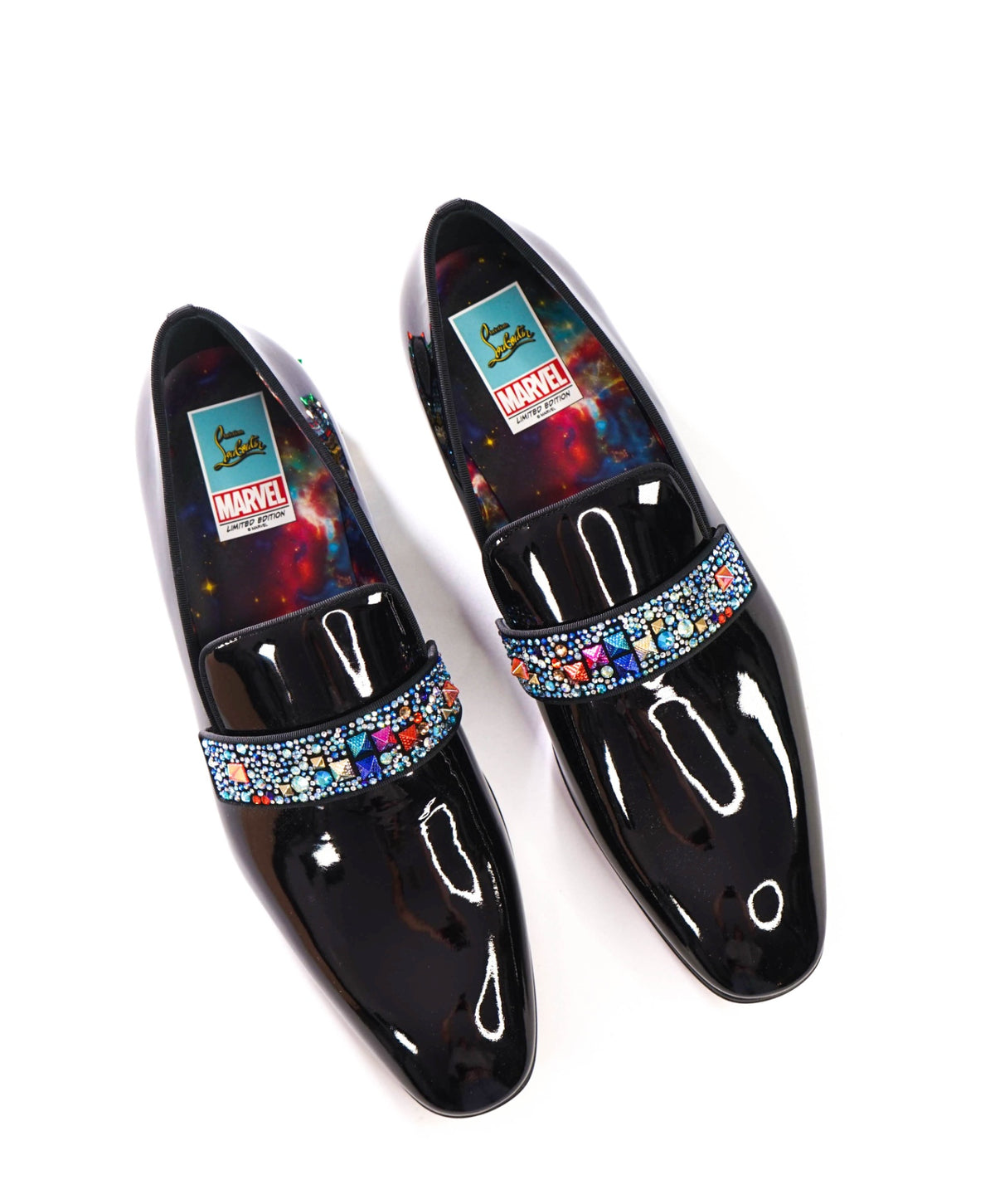$2,295 CHRISTIAN LOUBOUTIN - *MARVEL LIMITED* Black Patent Leather Loafers - 13.5 (46.5EU)