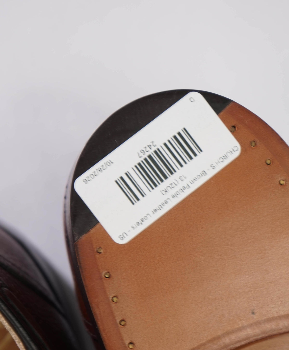 $920 CHURCH'S - Brown Pebble Leather Loafers - US 13 (12UK)