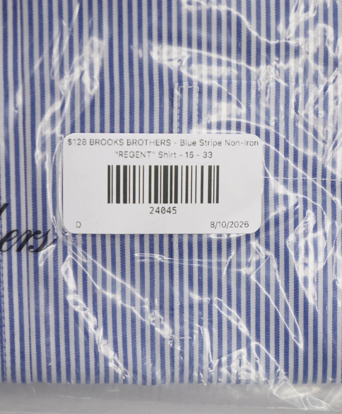 $128 BROOKS BROTHERS - Blue Stripe Non-Iron "REGENT" Shirt - 15 - 33