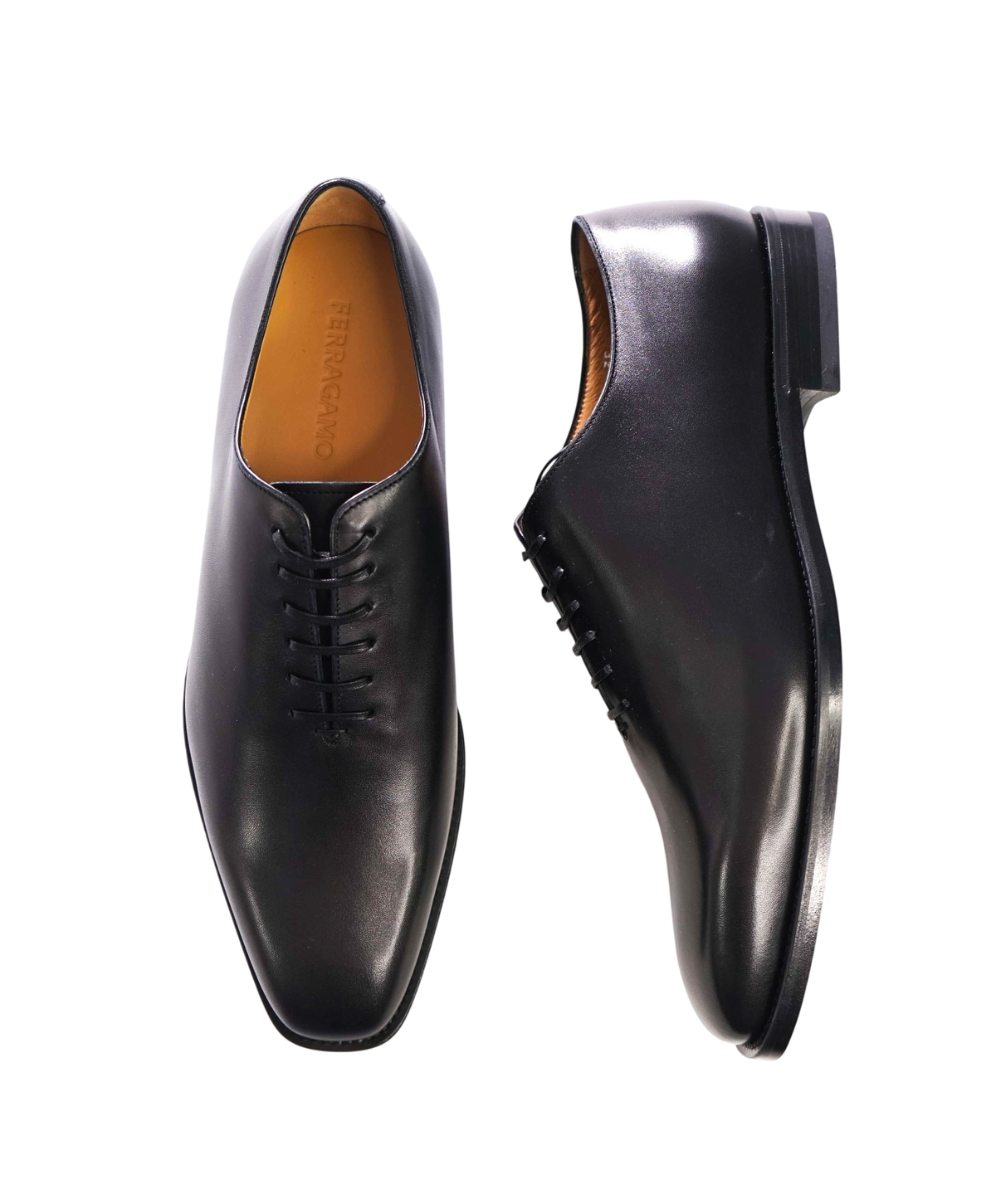 $1,090 FERRAGAMO - Black Leather "GEOFFREY" Oxfords - 9.5 3E