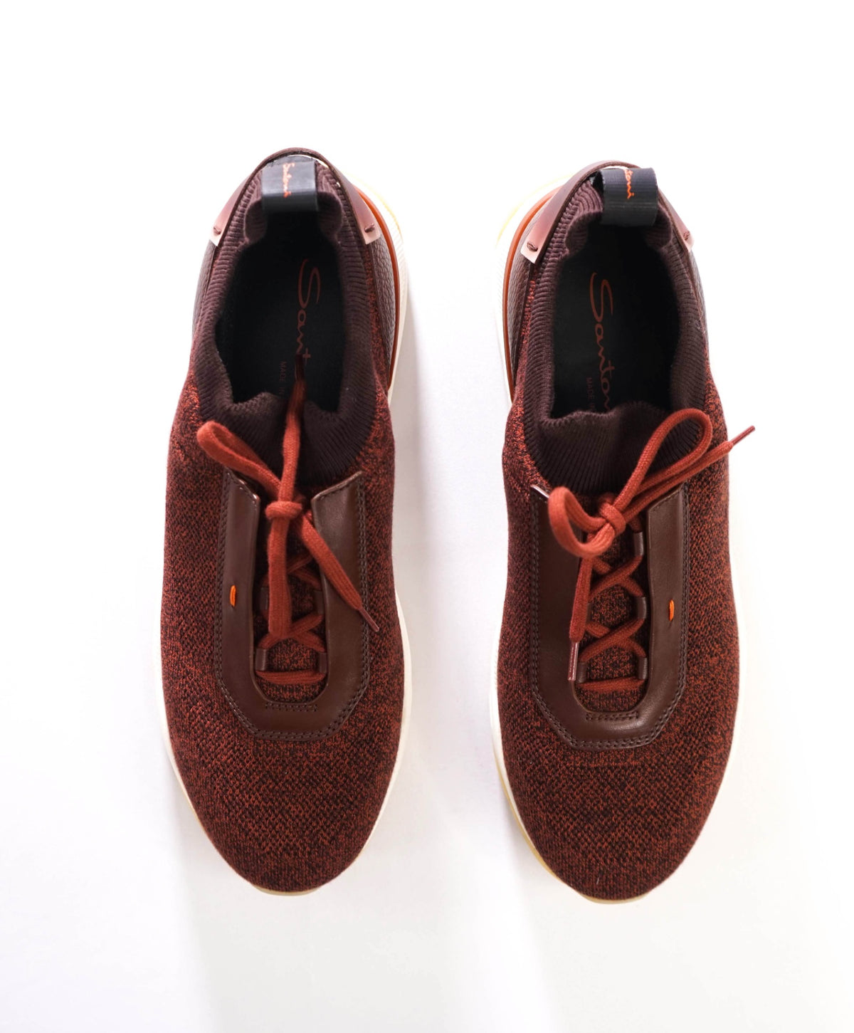 $900 SANTONI - Brown Technical-Knit Sneakers - US 10 (9UK)