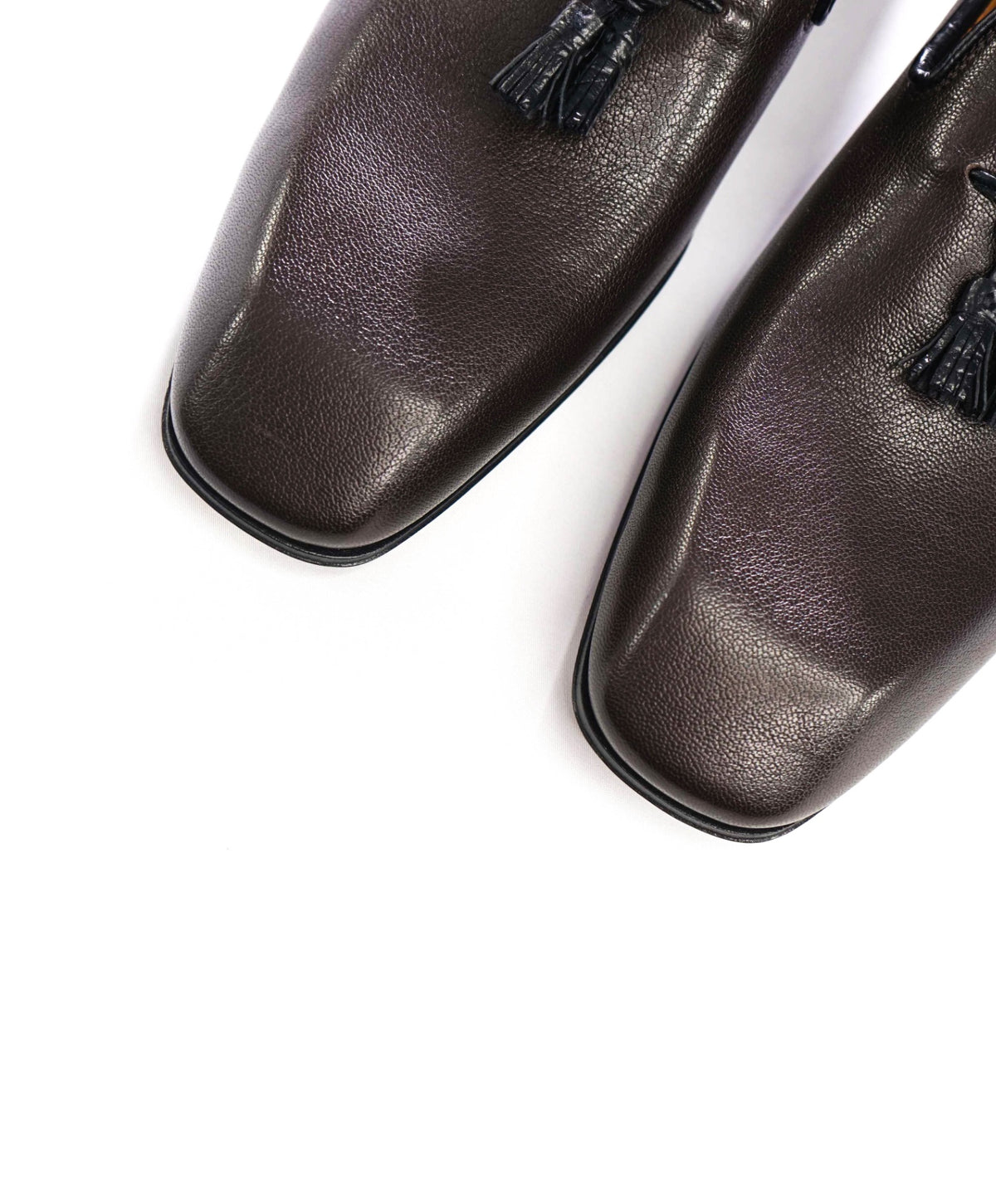 $1,895 TOM FORD - Brown Pebble Leather Tassel Loafers - US 12 (11.5 TF)