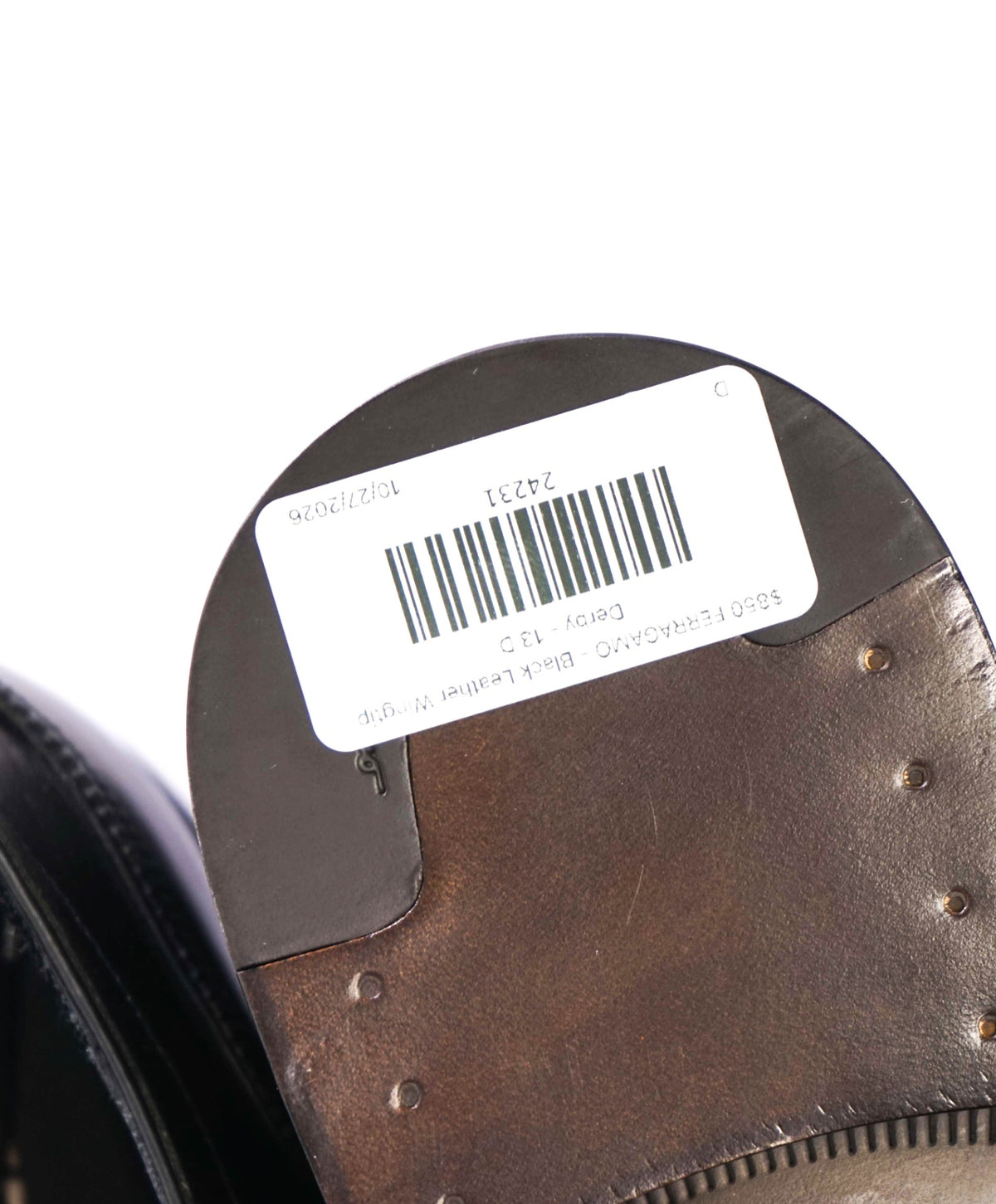 $850 FERRAGAMO - Black Leather Wingtip Derby - 13 D