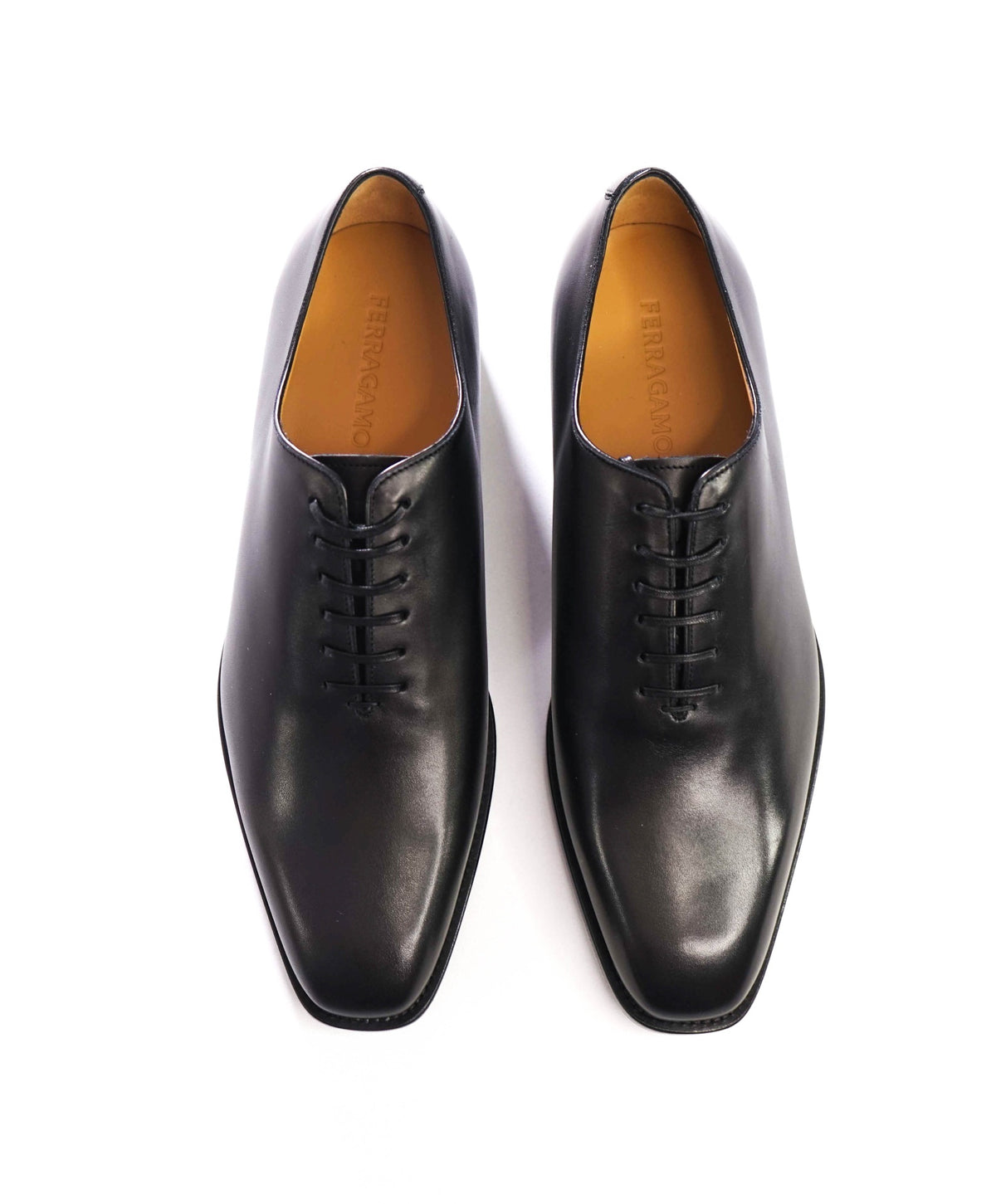 $1,090 FERRAGAMO - Black Leather "GEOFFREY" Oxfords - 9.5 3E
