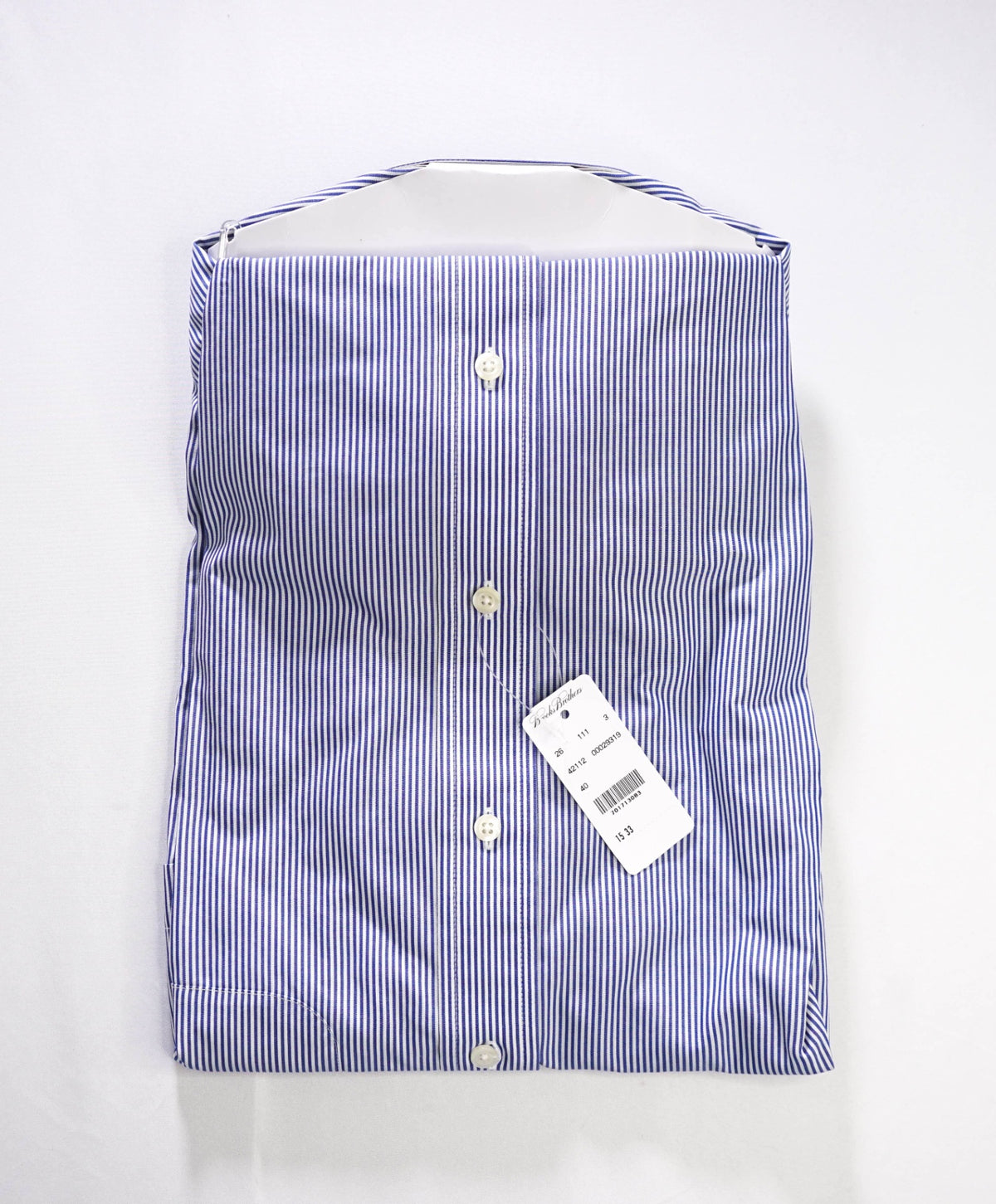 $128 BROOKS BROTHERS - Blue Stripe Non-Iron "REGENT" Shirt - 15 - 33