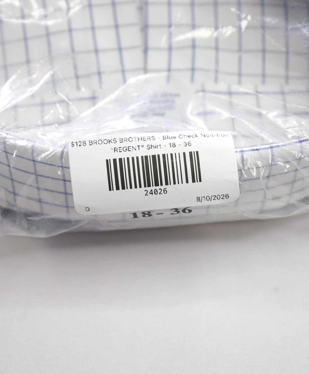 $128 BROOKS BROTHERS - Blue Check Non-Iron "REGENT" Shirt - 18 - 36
