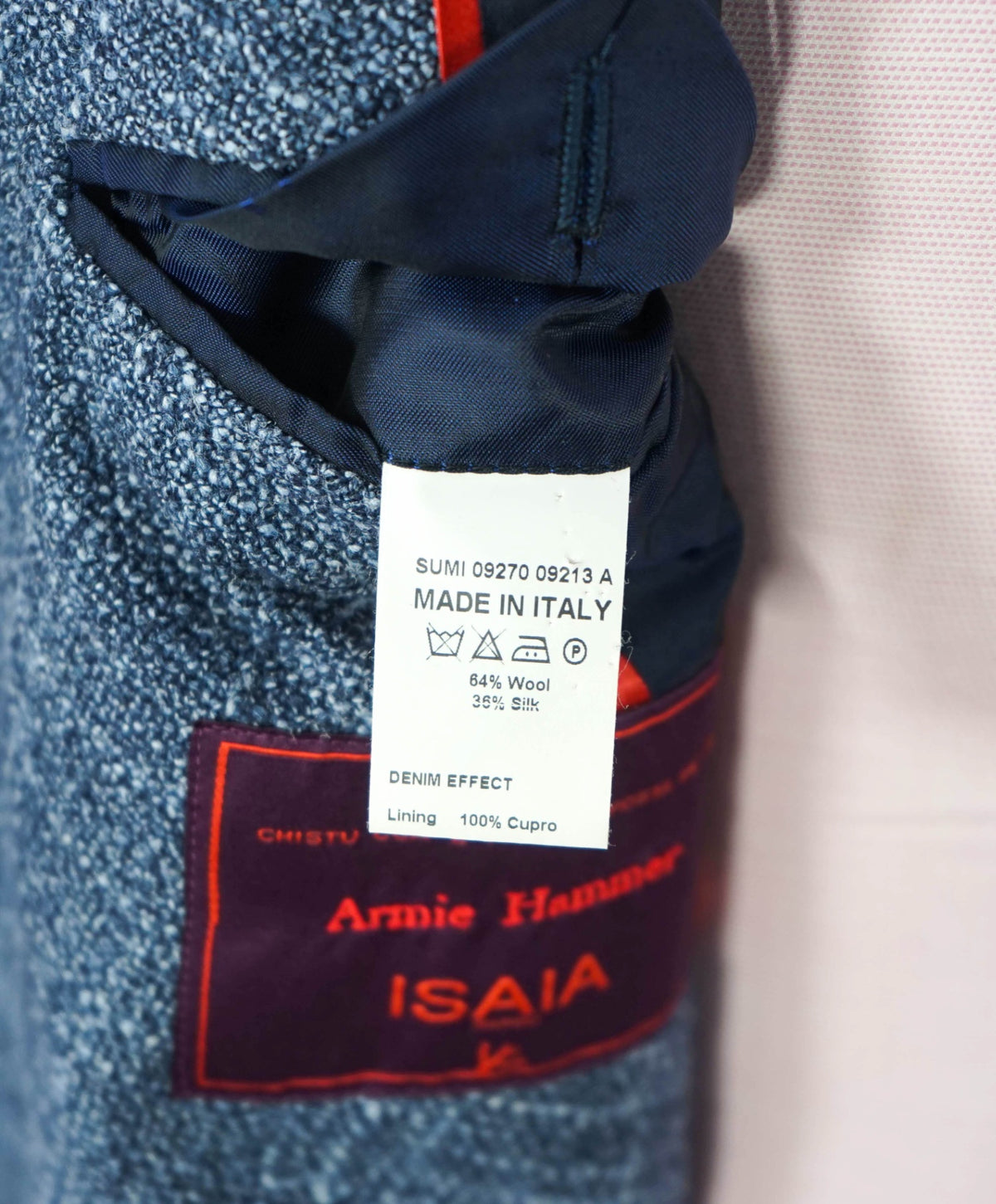 ISAIA - "ARMIE HAMMER" Custom Blue Wool/Silk Blazer - 42R