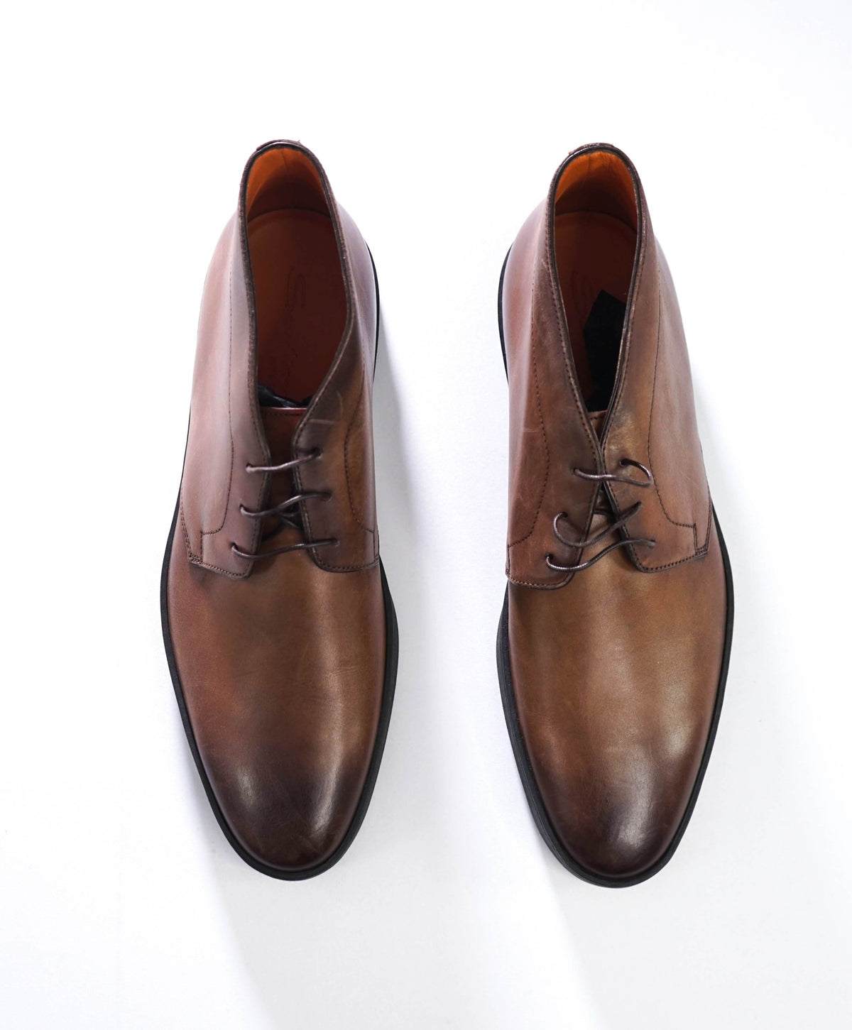 $780 SANTONI - Brown Leather Chukka - US 11 (10UK)
