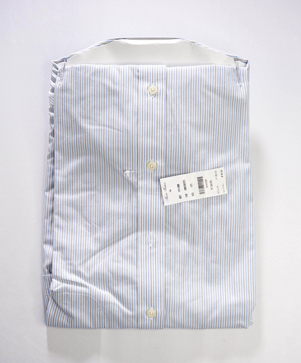 $128 BROOKS BROTHERS - Blue/Gray Stripe Non-Iron "REGENT" Shirt - 17 - 34/35