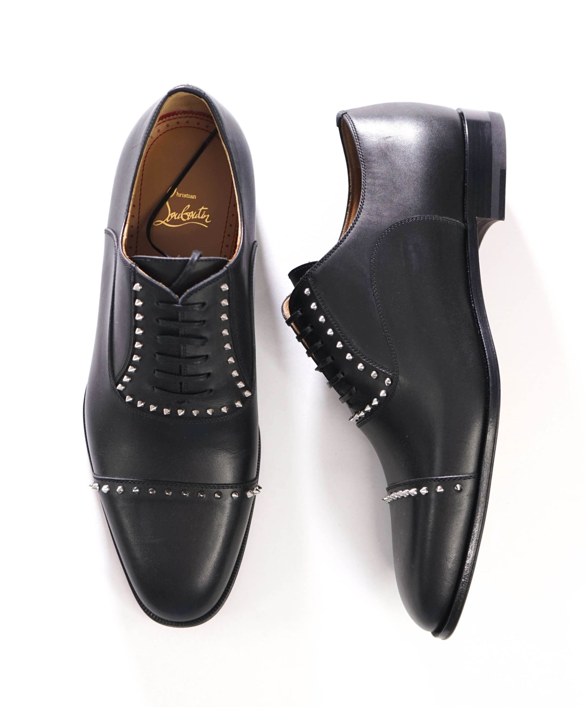 $1,200 CHRISTIAN LOUBOUTIN - *CLOOCLOO* Black Leather Spike Oxford - US 9 (42EU)