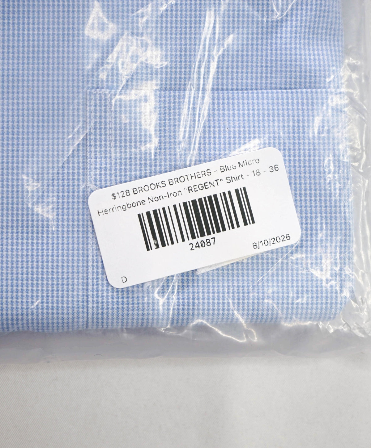 $128 BROOKS BROTHERS - Blue Micro Herringbone Non-Iron "REGENT" Shirt - 18 - 36