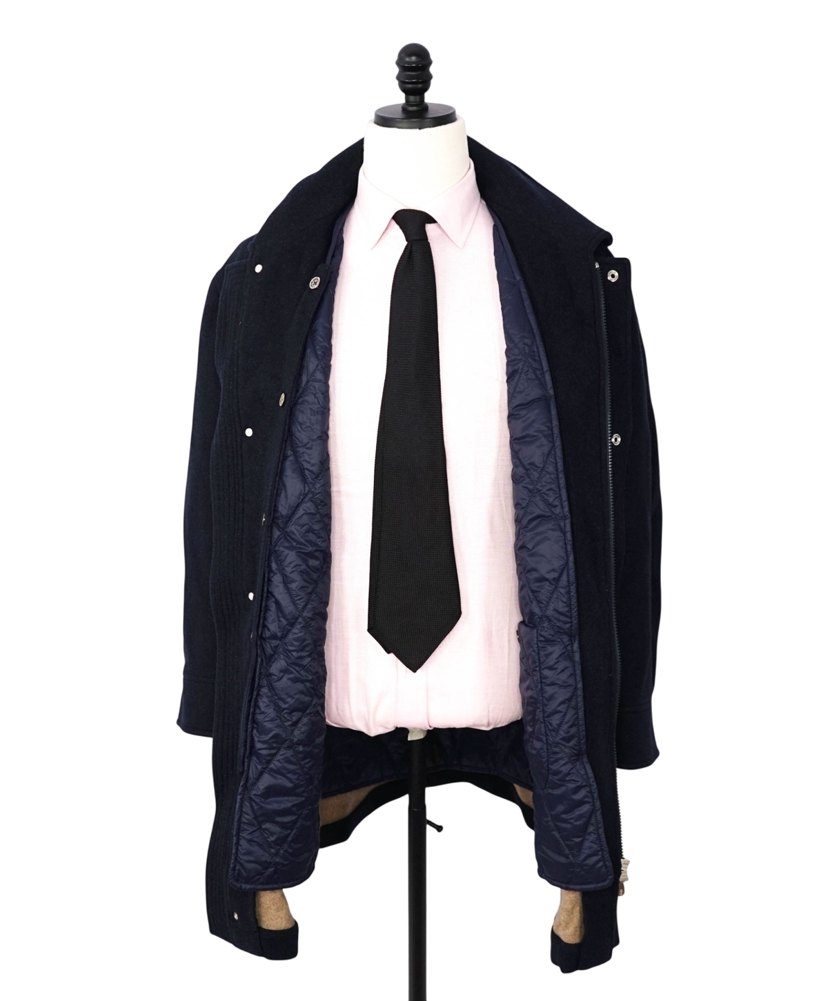 $7,995 BRUNELLO CUCINELLI - Navy Blue Wool Overcoat - 3XL