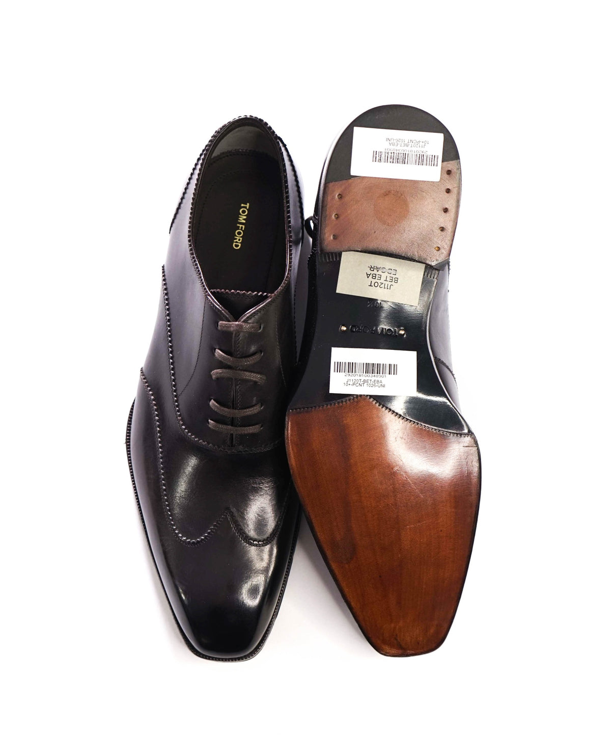 $2,323 TOM FORD - Brown Leather Wingtip Oxfords  - US 11 (10.5 TF)