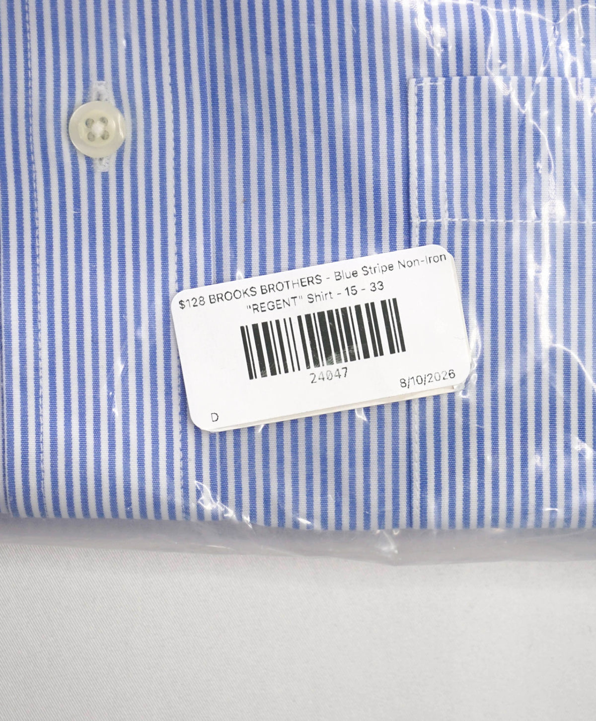 $128 BROOKS BROTHERS - Blue Stripe Non-Iron "REGENT" Shirt - 15 - 33