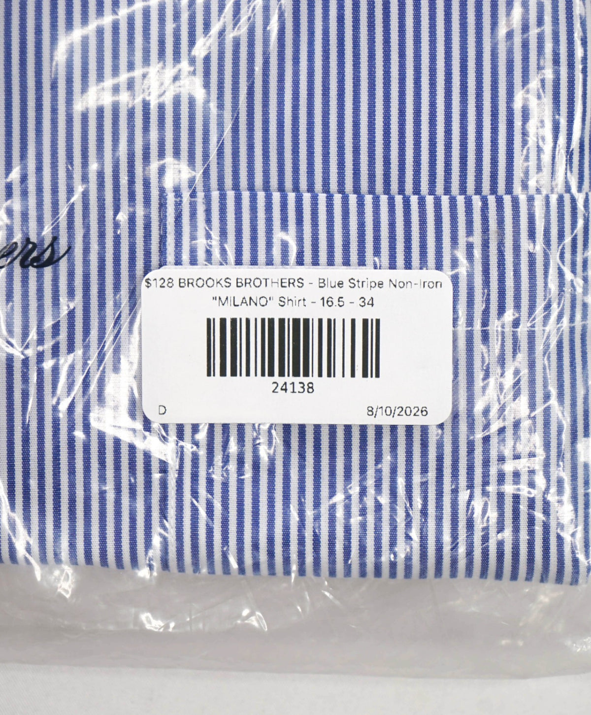 $128 BROOKS BROTHERS - Blue Stripe Non-Iron "MILANO" Shirt - 16.5 - 34