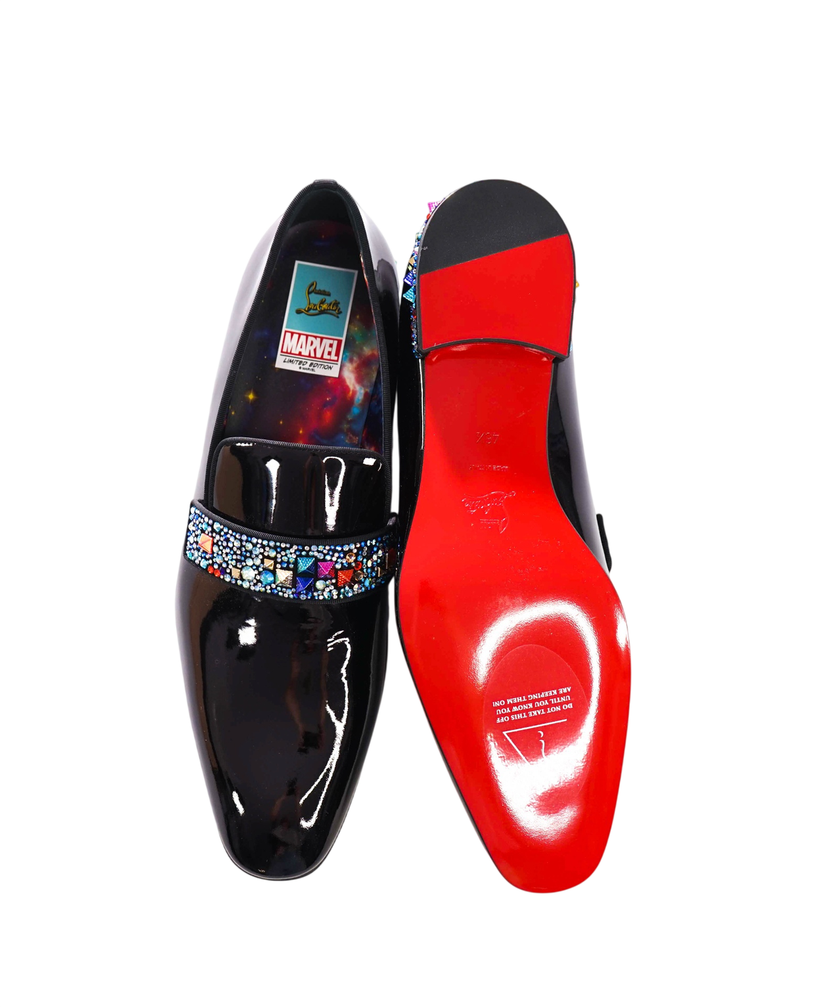 $2,295 CHRISTIAN LOUBOUTIN - *MARVEL LIMITED* Black Patent Leather Loafers - 13.5 (46.5EU)