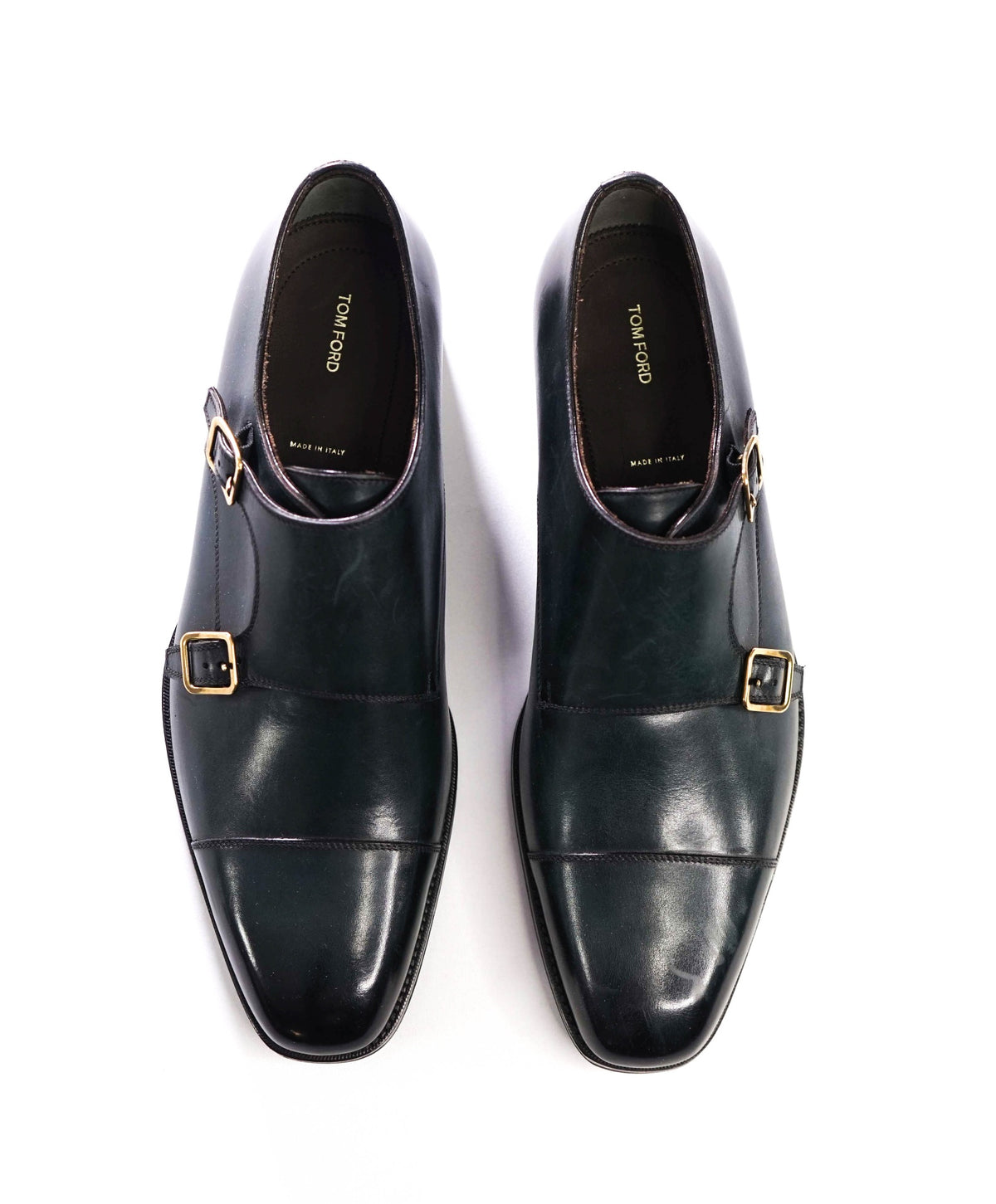 $2,450 TOM FORD - Green Leather Monk Straps  - US 11 (10.5 TF)