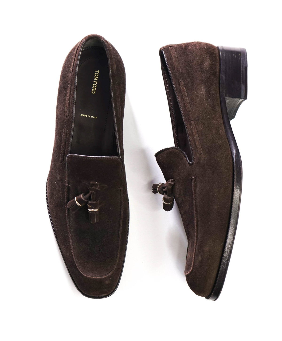 $2,323 TOM FORD - Brown Suede Tassel Loafers - US 11 (10.5 TF)