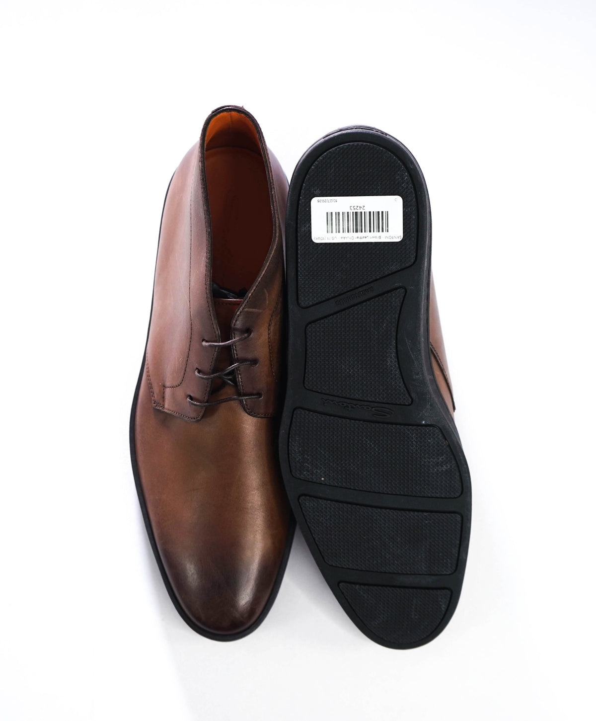 $780 SANTONI - Brown Leather Chukka - US 11 (10UK)