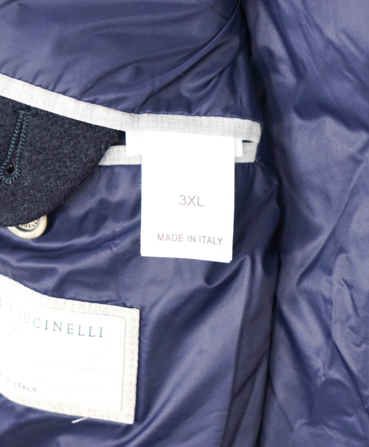$7,995 BRUNELLO CUCINELLI - Navy Blue Wool Overcoat - 3XL