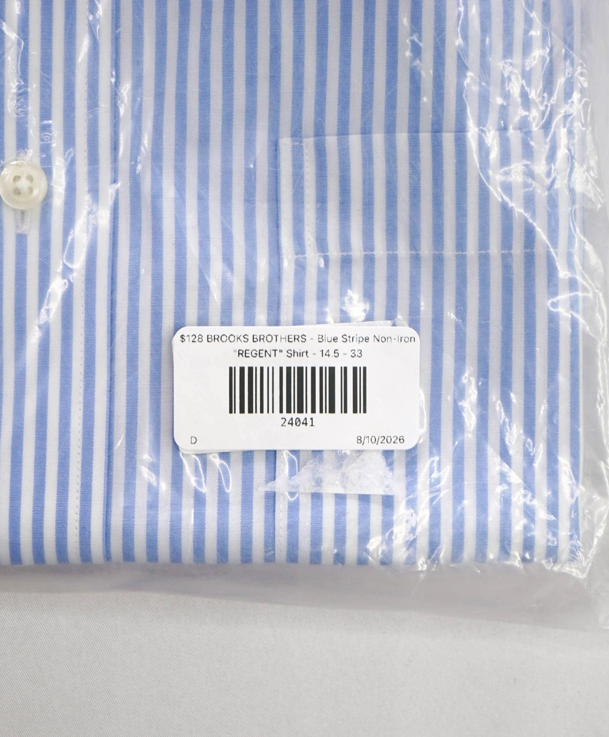 $128 BROOKS BROTHERS - Blue Stripe Non-Iron "REGENT" Shirt - 14.5 - 33