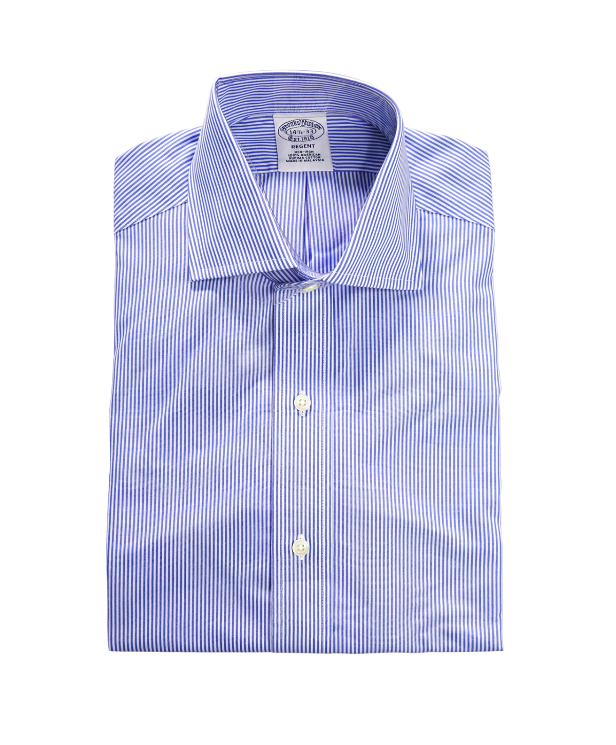 $128 BROOKS BROTHERS - Blue Stripe Non-Iron "REGENT" Shirt - 14.5 - 33