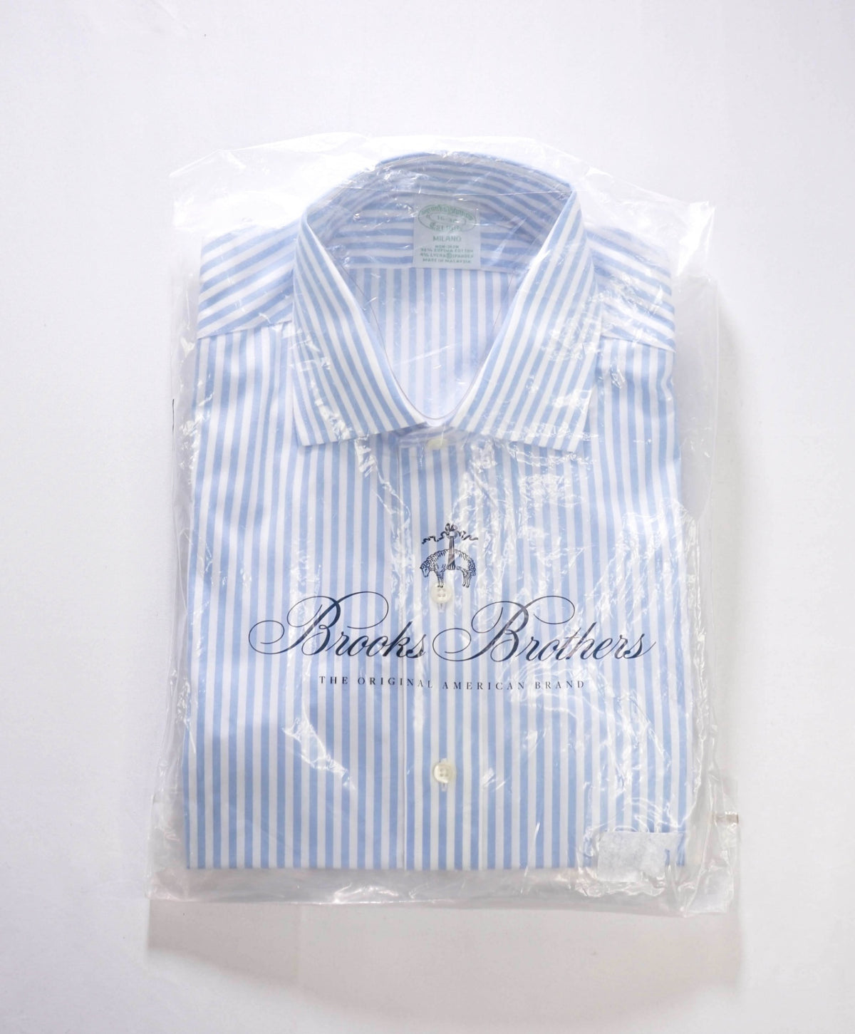 $128 BROOKS BROTHERS - Blue Stripe Non-Iron "MILANO" Shirt - 16 - 34