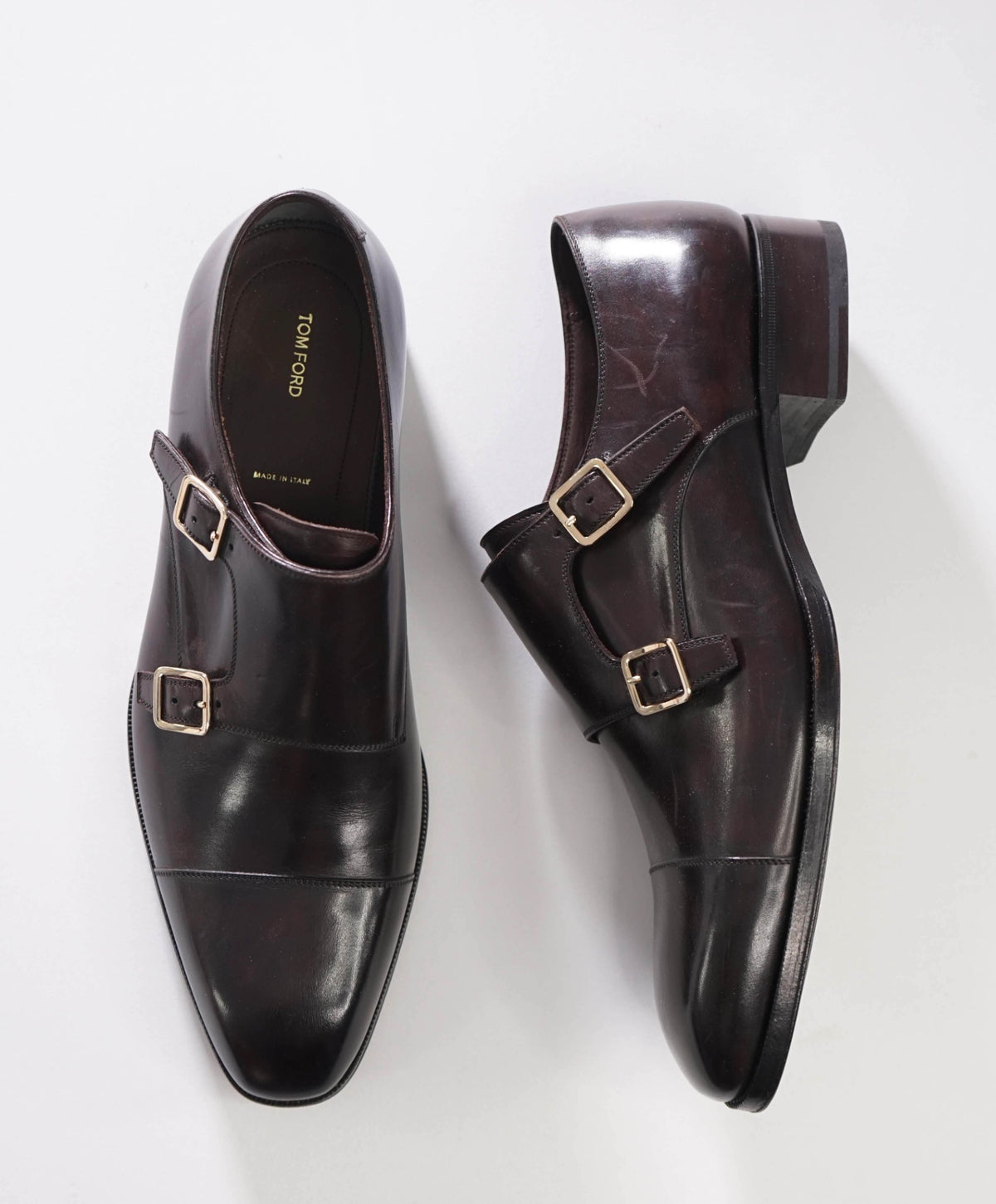 $2,450 TOM FORD - Brown Leather Monk Straps  - US 11 (10.5 TF)