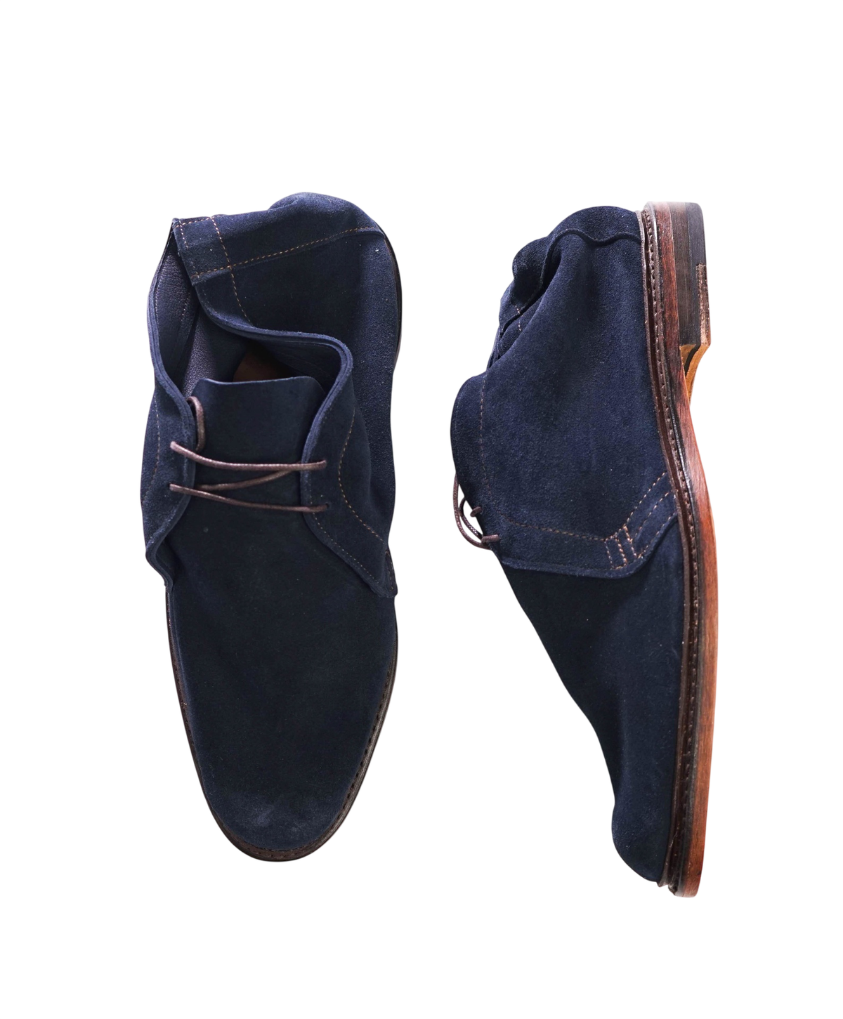 $525 ALLEN EDMONDS - Navy Deconstructed Suede Chukka Boot - 10