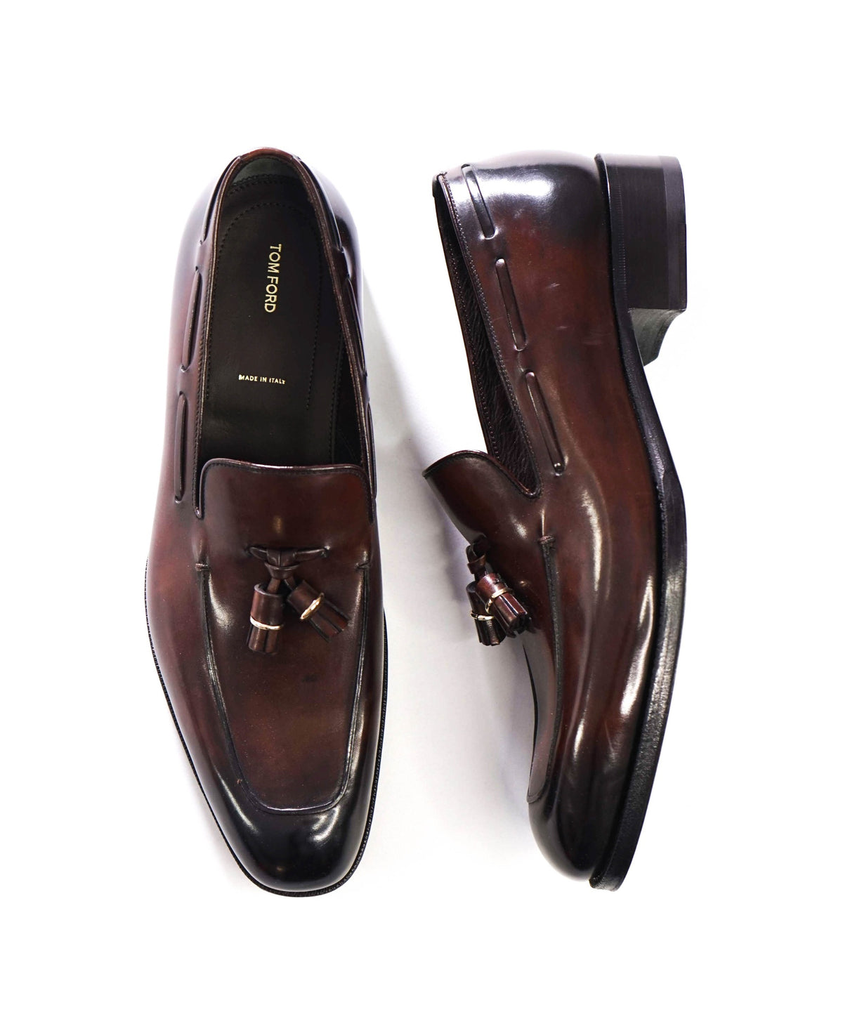 $2,323 TOM FORD - Brown Leather Tassel Loafers - US 11 (10.5 TF)