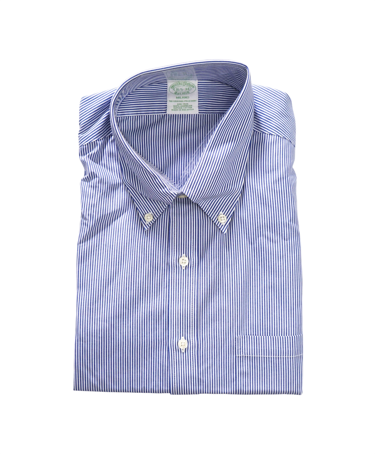 $128 BROOKS BROTHERS - Blue Stripe Non-Iron "MILANO" Shirt - 16.5 - 34