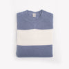 $1,095 ELEVENTY - 100% PURE CASHMERE Blue/White Crewneck Sweater - M