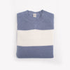 $1,095 ELEVENTY - 100% PURE CASHMERE Blue/White Crewneck Sweater - M