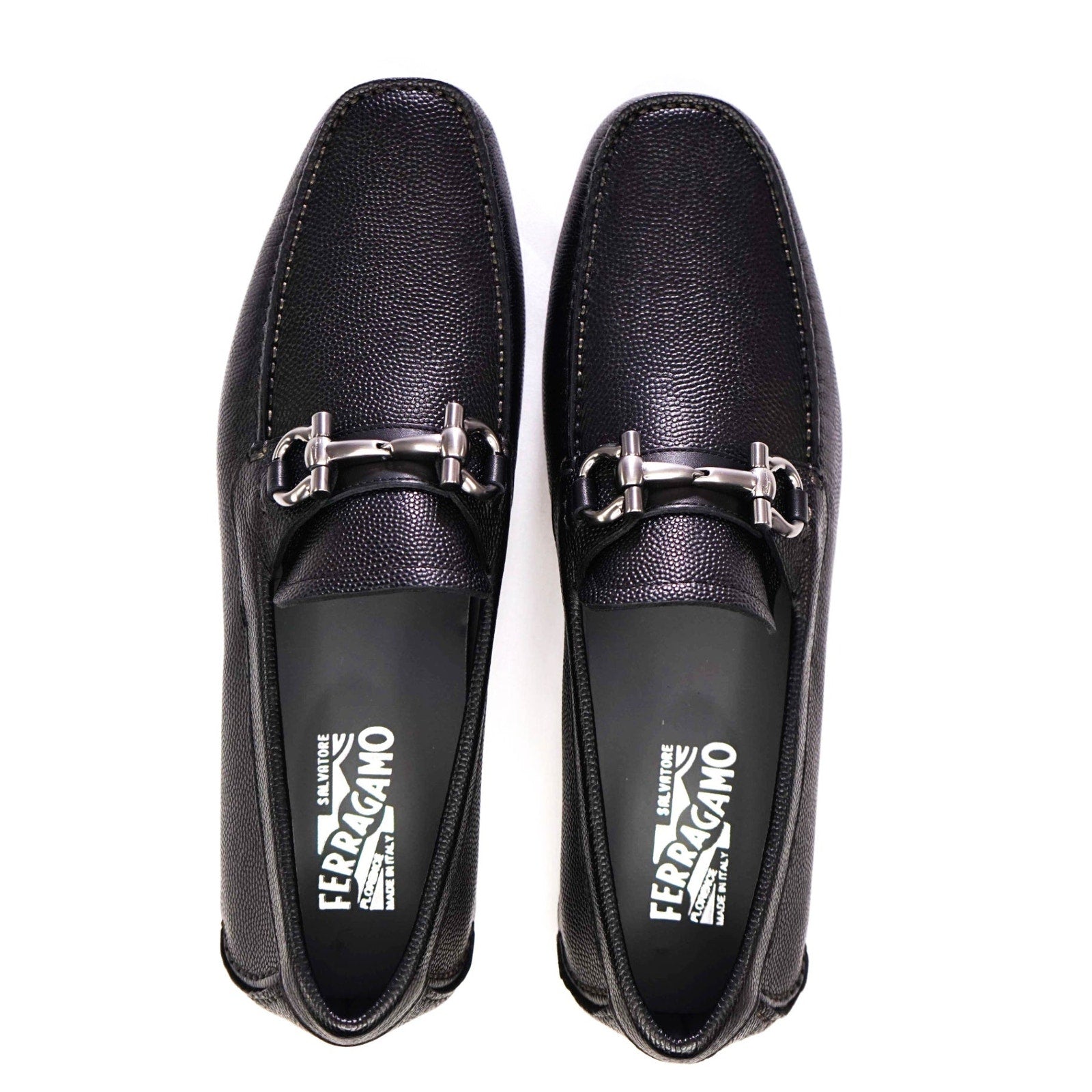 $800 Salvatore Ferragamo "PARIGI" Black Pebbled Leather Loafer 9 D (42 EU)
