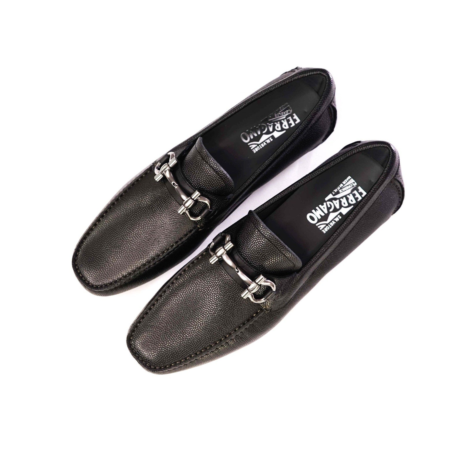 $800 Salvatore Ferragamo "PARIGI" Black Pebbled Leather Loafer 9 D (42 EU)