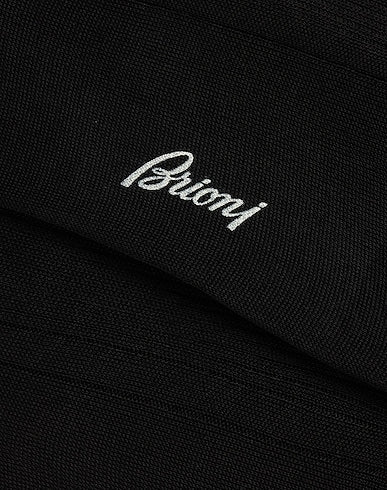 $125 BRIONI - Black Cotton MADE IN ITALY Logo Socks - Sz. L